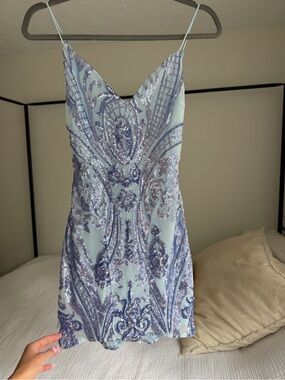 Lucy in the Sky Light Blue Sequin Mini Dress
